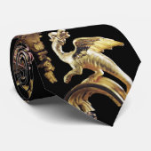 GOLD UND ROT DRAGONEN IN SCHWARZ KRAWATTE (Gerollt)