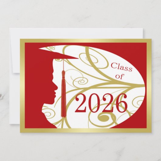 Gold- und Rot-Mann-Silhouette 2026 Karte (Vorderseite)