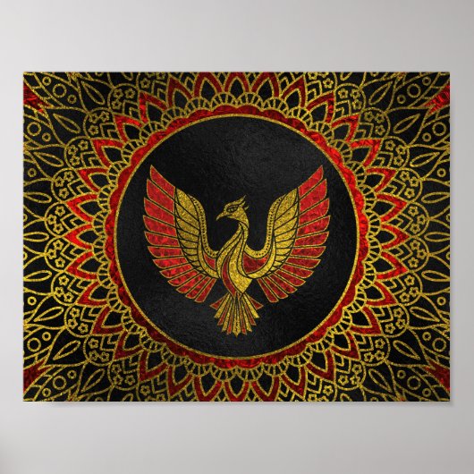 Gold und Rot-Symbol für Phoenixvogel Poster (Vorne)