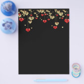 Gold und rote Herzen auf schwarzem Hintergrund Flyer (Einzeln)