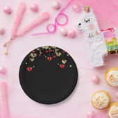 Gold und rote Herzen auf schwarzem Hintergrund Pappteller (Party)