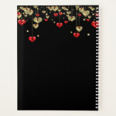 Gold und rote Herzen auf schwarzem Hintergrund-Pla Planer (Rückseite)