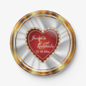 Gold und Rote Hochzeit oder Jahrestag Pappteller (Vorderseite)