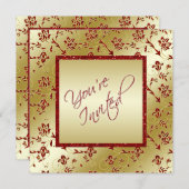 Gold und rote IMITAT Glitzer-Hochzeits-Einladung Einladung (Vorne/Hinten)