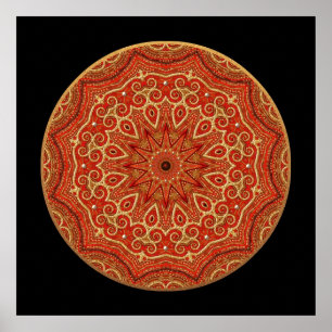 Gold und rote Mandala Poster