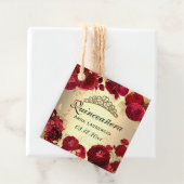 Gold und Rote Rose Quinceanera Party Geschenkanhänger (Beispiel)