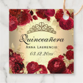 Gold und Rote Rose Quinceanera Party Geschenkanhänger (Rückseite)