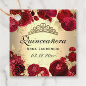 Gold und Rote Rose Quinceanera Party Geschenkanhänger (Vorderseite)