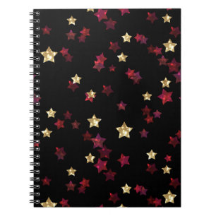 Gold und rote Sterne. Notizblock
