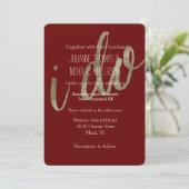 Gold und Rote Wasserfarbe ich tue Hochzeit Einladung (Stehend Vorderseite)