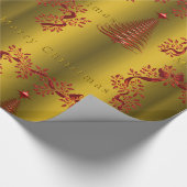 Gold und Rote Weihnachten Geschenkpapier (Ecke)