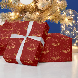 Gold und rote Weihnachtsglocken Geschenkpapier