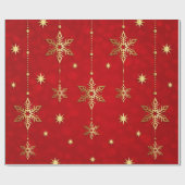 Gold und rote WeihnachtsPackpapier-Rolle Geschenkpapier (Flach)