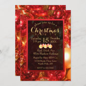 Gold und Rote Weihnachtsschmuck Einladung (Vorne/Hinten)