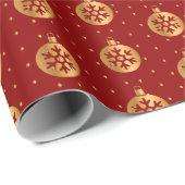 Gold und Rote Weihnachtsschmuck Geschenkpapier (Rolleneckpunkt)
