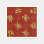 Gold und rote Weihnachtssterne im roten Hintergrun Serviette (Vorderseite)