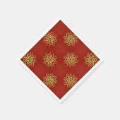 Gold und rote Weihnachtssterne im roten Hintergrun Serviette (Ecke)