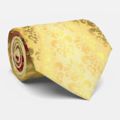 Gold und roter Damast Krawatte (Gerollt)
