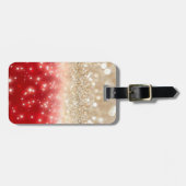 Gold und Roter Glitzer Gepäckanhänger (Vorderseite horizontal)