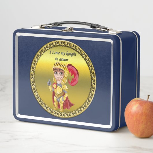Gold und roter Ritter in Rüstung und Helm Metall Lunch Box (Beispiel)