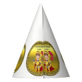 Gold und roter Ritter in Rüstung und Helm Partyhütchen (Rückseite)