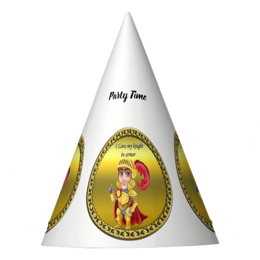 Gold und roter Ritter in Rüstung und Helm Partyhütchen (Vorderseite)