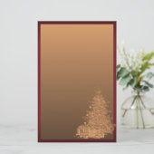 Gold und roter Weihnachtsbaum Briefpapier (Stehend Vorderseite)
