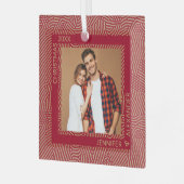 Gold und Rotes Foto Ornament Aus Glas (Vorderseite links)