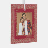 Gold und Rotes Foto Ornament Aus Glas (Vorderseite Rechts)