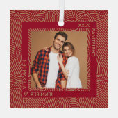 Gold und Rotes Foto Ornament Aus Glas (Rückseite)