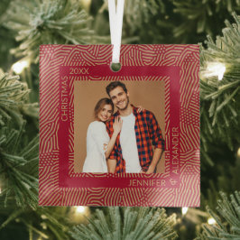Gold und Rotes Foto Ornament Aus Glas