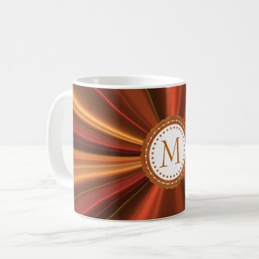 Gold und Rotes Fraktal Kaffeetasse (Vorderseite Links)