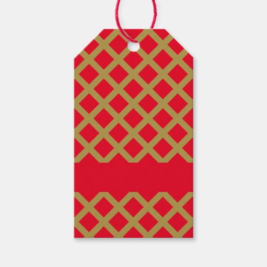 Gold und Rotes Gitter Geschenkanhänger (Vorderseite)