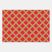 Gold und Rotes Gitter Geschenkpapier Set (Vorderseite 3)