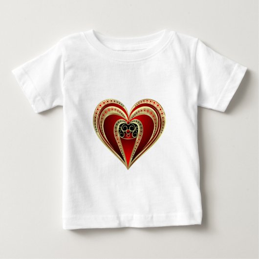 Gold und Rotes Herz Baby T-shirt (Vorderseite)