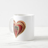 Gold und Rotes Herz Kaffeetasse (Vorderseite Links)