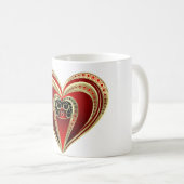 Gold und Rotes Herz Kaffeetasse (VorderseiteRechts)