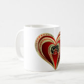 Gold und Rotes Herz Kaffeetasse (Vorderseite Links)