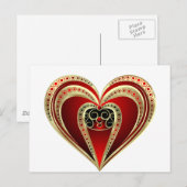 Gold und Rotes Herz Postkarte (Vorne/Hinten)