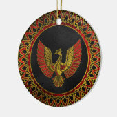 Gold und rotes verziertes Phoenix-Vogelsymbol Keramikornament (Links)