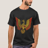 Gold und rotes verziertes Phoenix-Vogelsymbol T-Shirt (Vorderseite)
