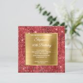 Gold und Ruby Diamond gepolsterter Film 40. Geburt Einladung (Stehend Vorderseite)
