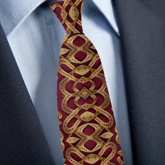 Gold und Ruby Modern Circle Pattern Necktie Krawatte