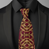 Gold und Ruby Modern Circle Pattern Necktie Krawatte