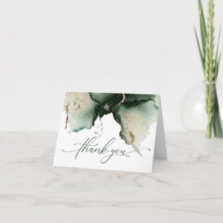 Gold und Sage Green Watercolor Geode Vielen Dank Dankeskarte