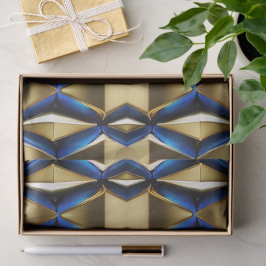 Gold und Saphire Moderne Muster Dekoupage Seidenpapier (Geschenk)
