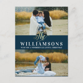 Gold und Schnee | 2 Foto Weihnachtsfeiertag Gruß Feiertagspostkarte