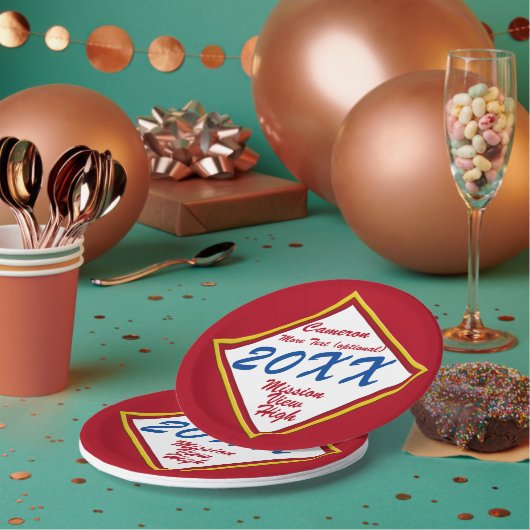 Gold- und Schulfarbe-Abschluss Pappteller (Multi)