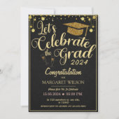 Gold und Schwarz 2024 Abschluss Einladung (Vorderseite)
