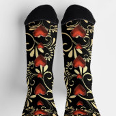 Gold und Schwarz 3 D Rotes Herz Socken (Oben)